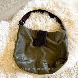 Vintage Y2K Tylie Malibu Olive Green Studded Leather Hobo Shoulder Bag